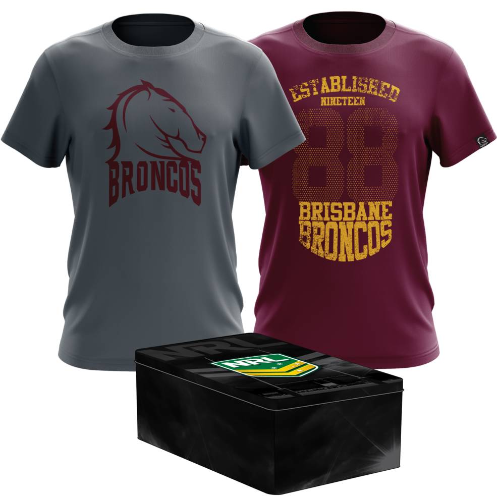 BRISBANE BRONCOS MENS TWIN TEE PACK TIN0