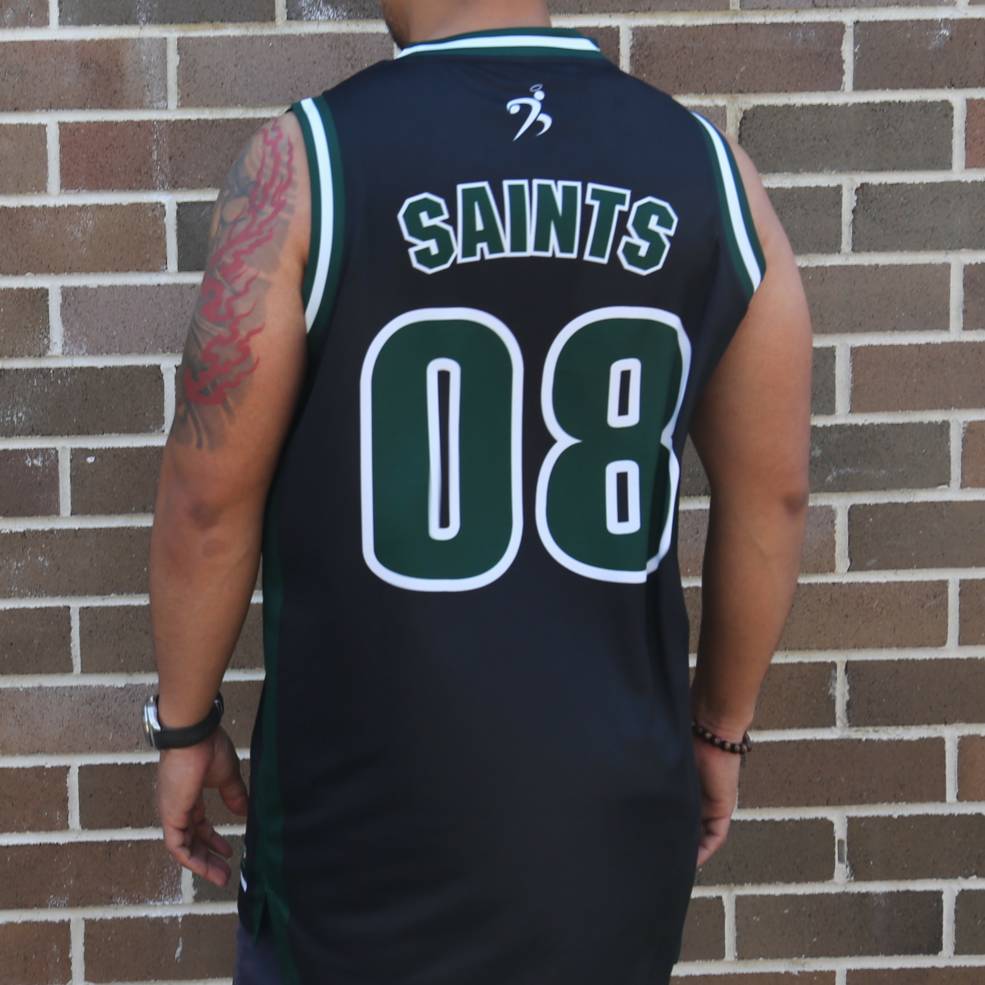 ST MARYS SAINTS BASKETBALL SINGLET BLACK2