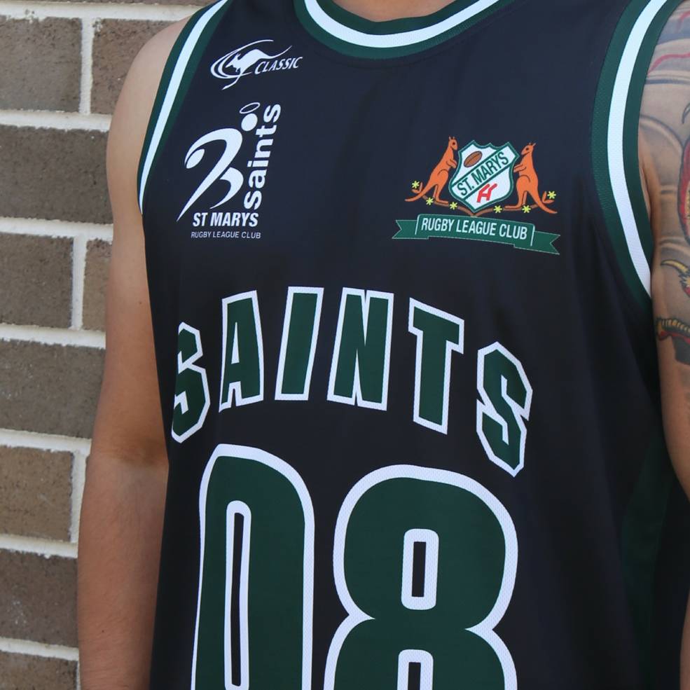 ST MARYS SAINTS BASKETBALL SINGLET BLACK1
