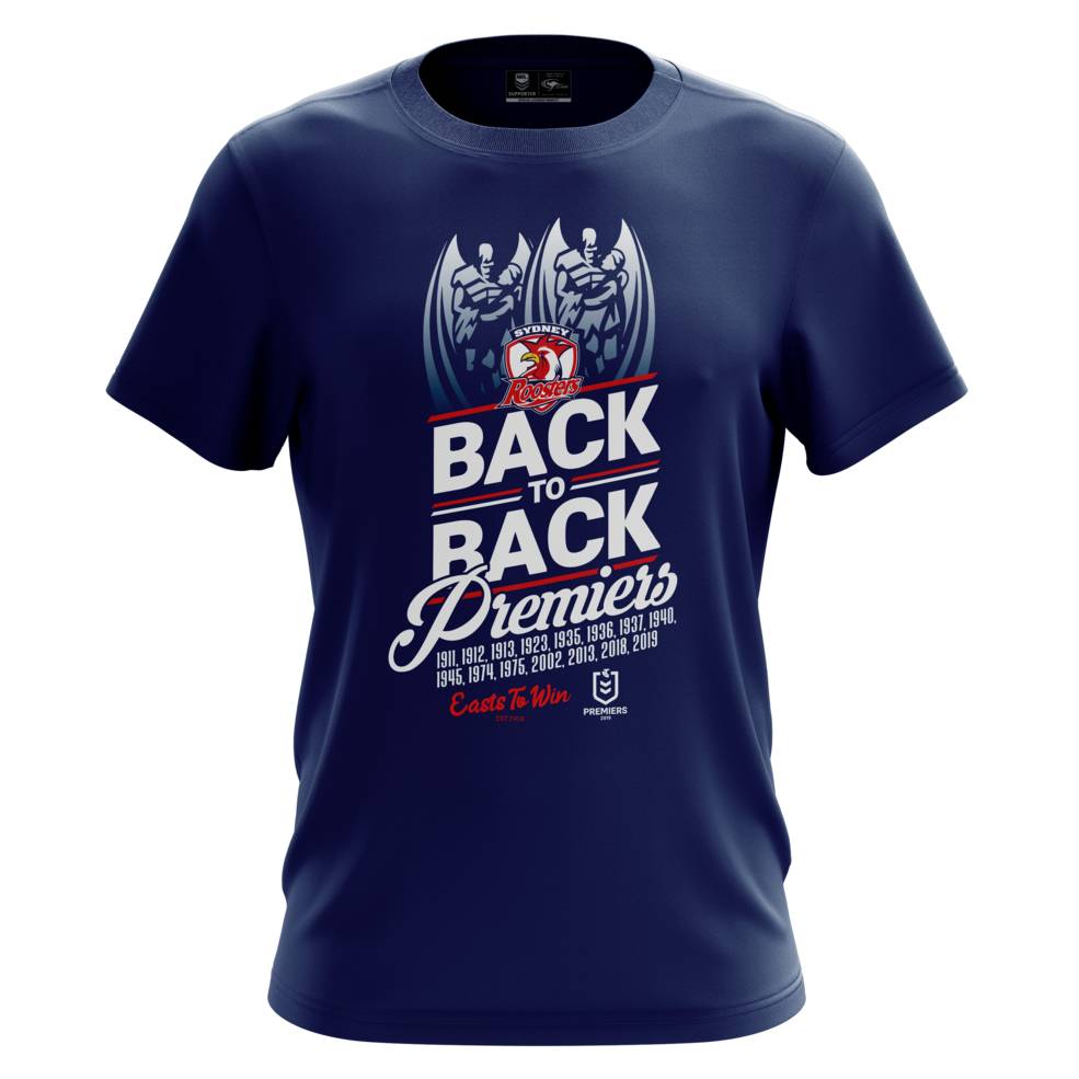 SYDNEY ROOSTERS BACK2BACK PREMIERS TEE 20190